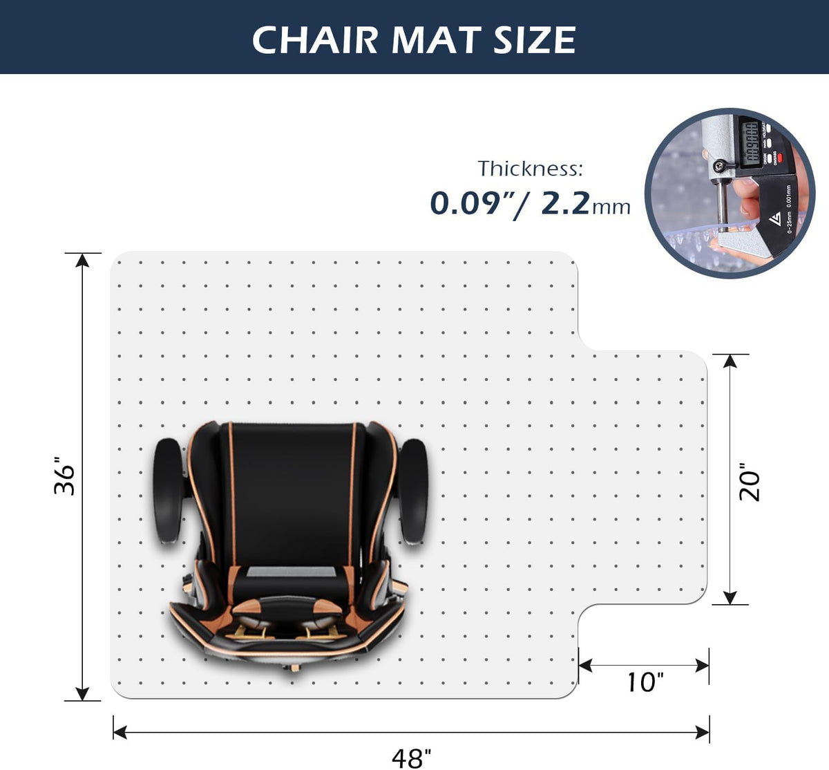 SALLOUS Chair Mat for Carpet, 36" x 48" Office Heavy Duty Chair Mat with Lip, Gaming Chair Mat for
