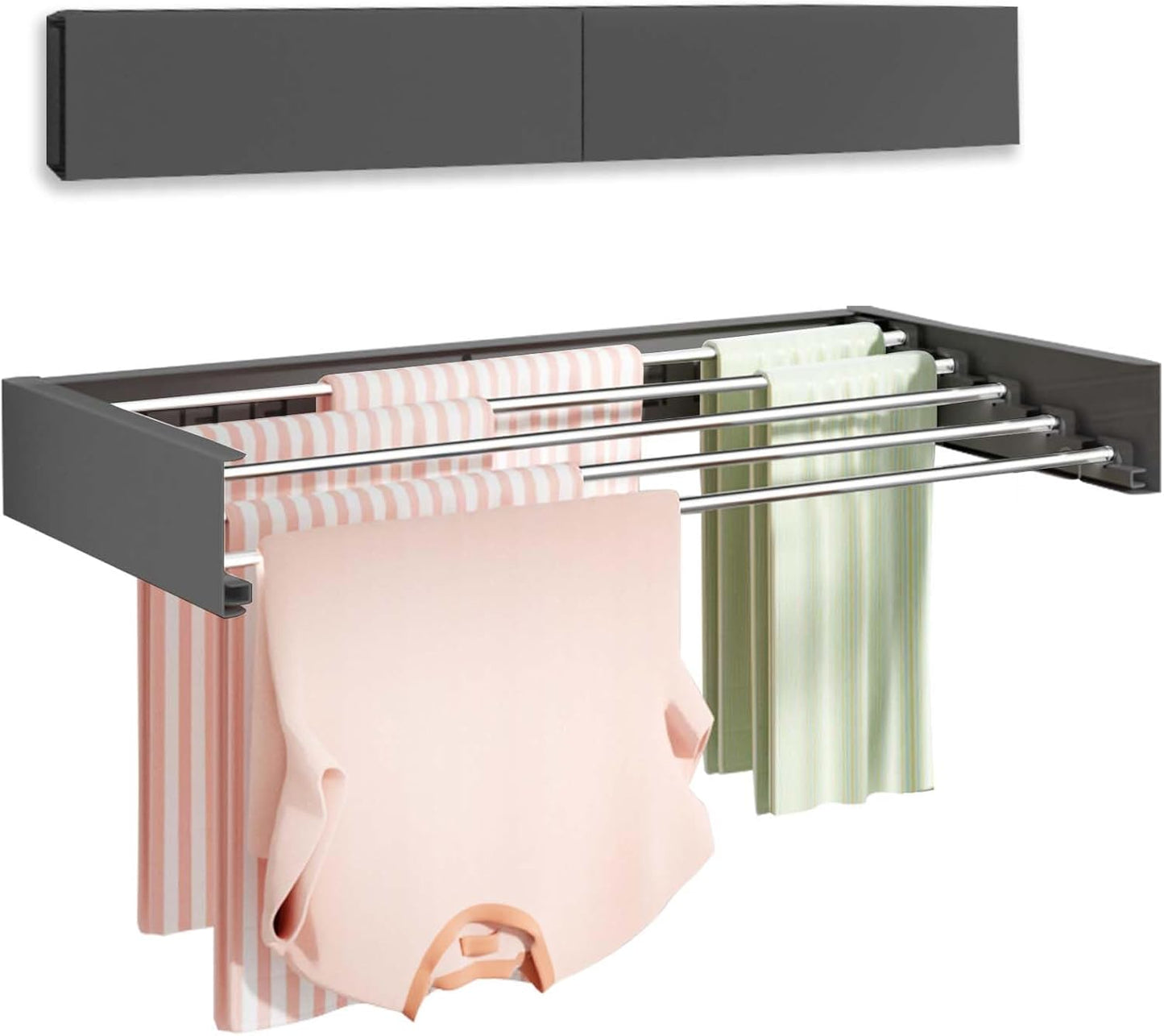 Wall Mounted Clothes Drying Rack 32", Foldable Wall Mount Laundry Rack Folding Indoor, Drying Rack