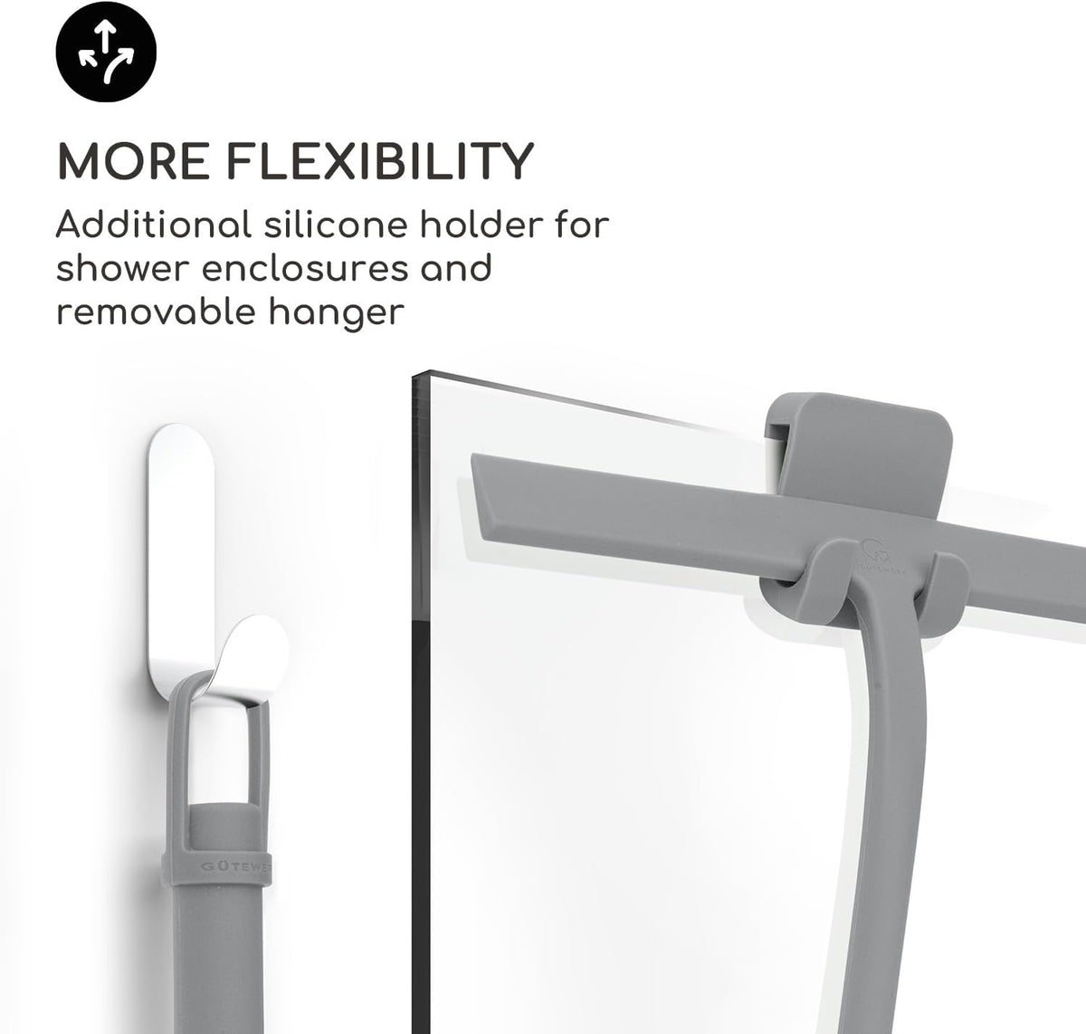 GÜTEWERK Shower Squeegee for Glass Doors, Silicone Window Squeegee, Bathroom and Glass Cleaning