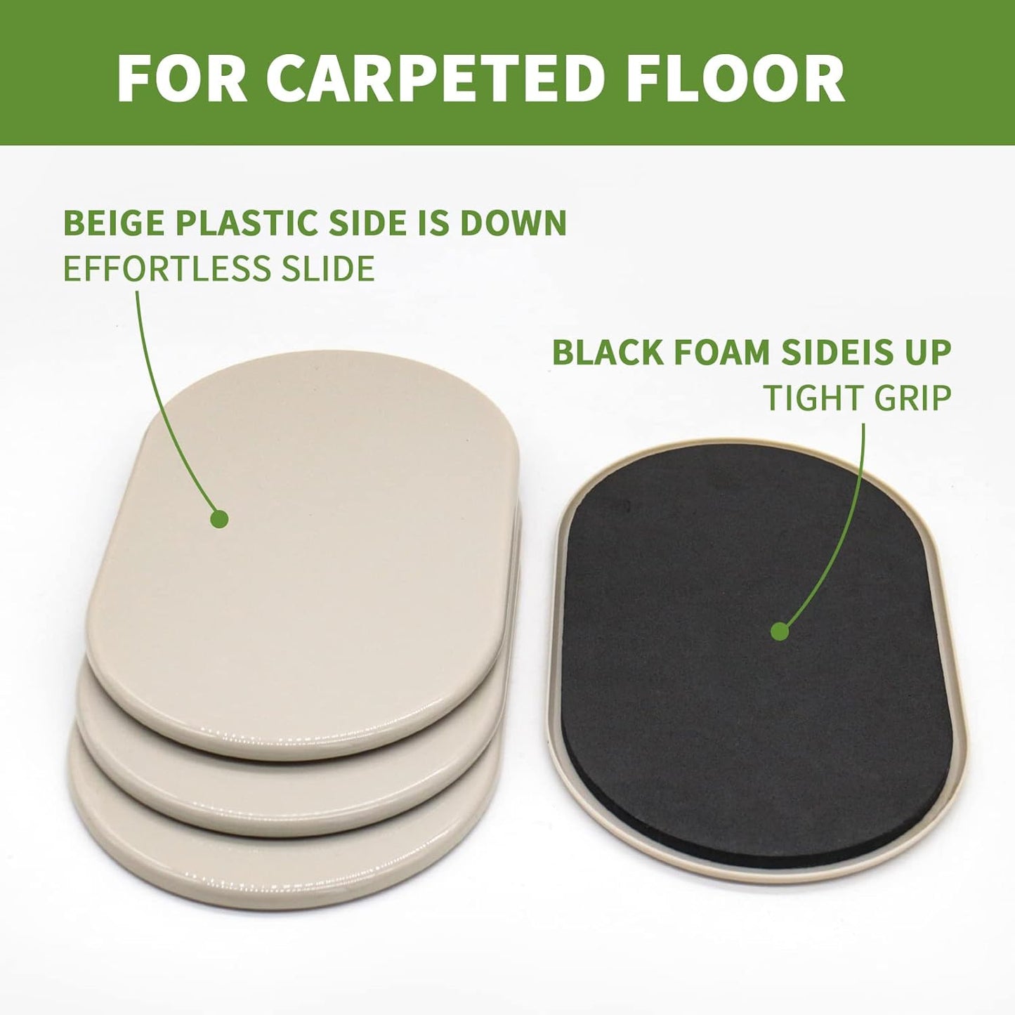 Furniture Sliders for Carpet 4 PCS - 9 1/2 inch Furniture Moving Slider Chair Legs Floors