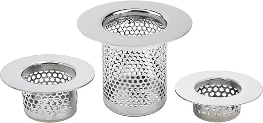 Bathroom Drain Strainers (Set of 3 Sizes), Hair Catcher for Bathroom Sink Bathtub Shower Floor