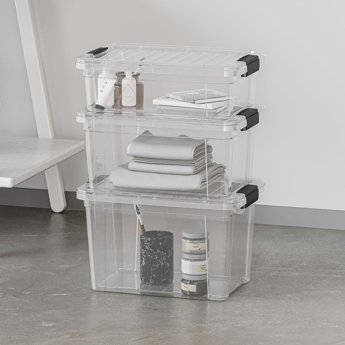 Superio Clear Storage Boxes with Lids, 20 Quart Plastic Container Bins for Organizing, Stackable