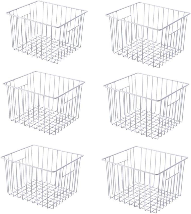 Slideep 11'' Farmhouse Freezer Food Storage Organizer Baskets Modern Refrigerator Metal Wire Basket