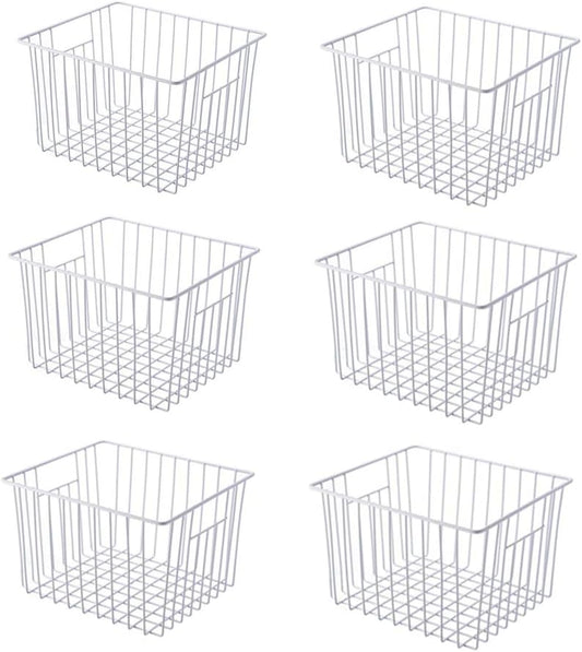 Slideep 11'' Farmhouse Freezer Food Storage Organizer Baskets Modern Refrigerator Metal Wire Basket