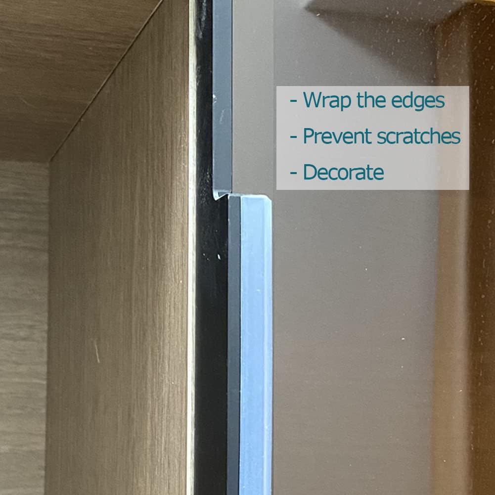 Clear Rubber Edge Trim, U Channel Rubber Seal Strip with Self-Adhesive Tape, Metal Edge Protector