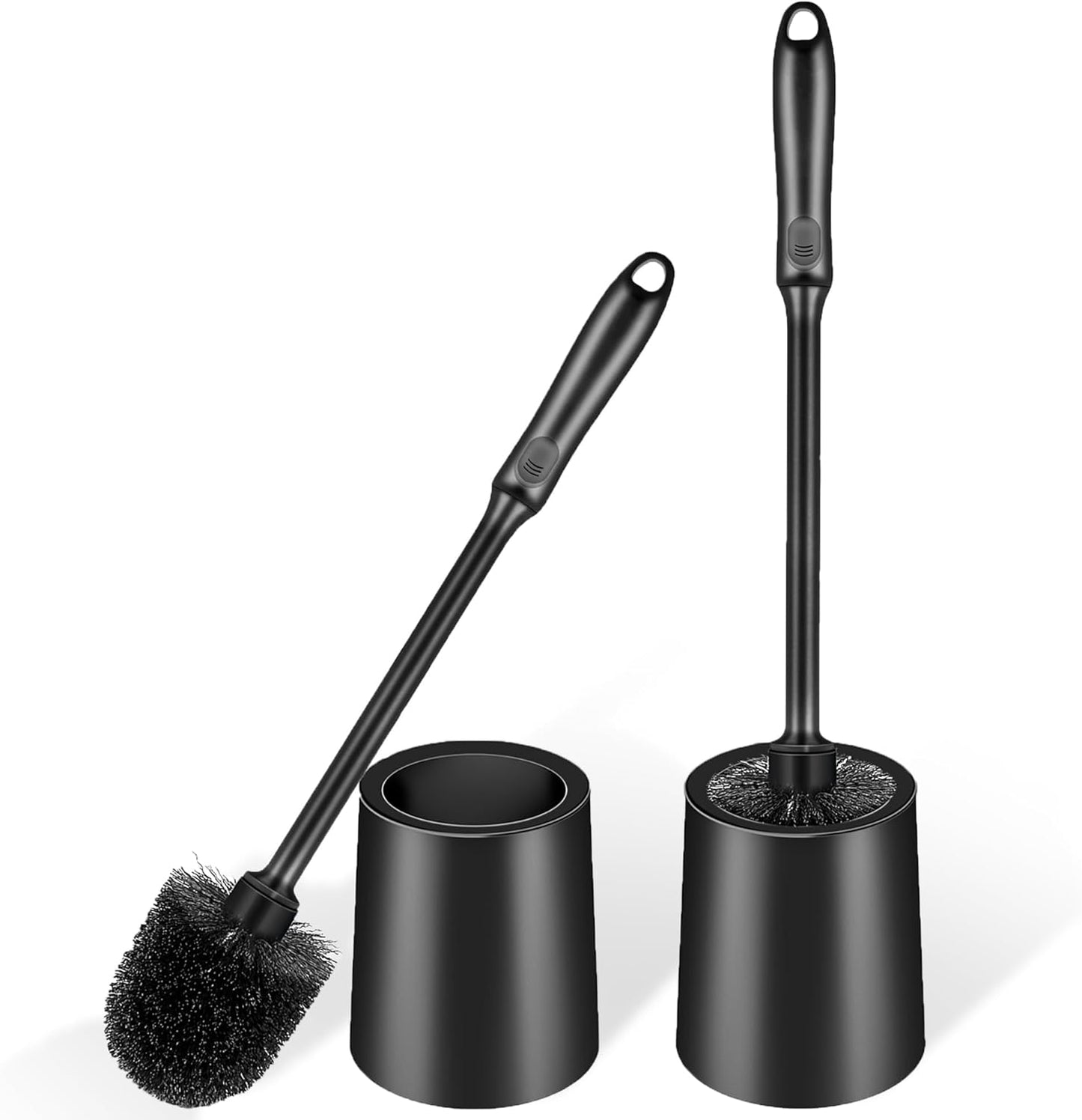 Toilet Brush and Holder 2 Pack with Long Handle - Non-Slip Grip Toilet Bowl Brush Set for Deep