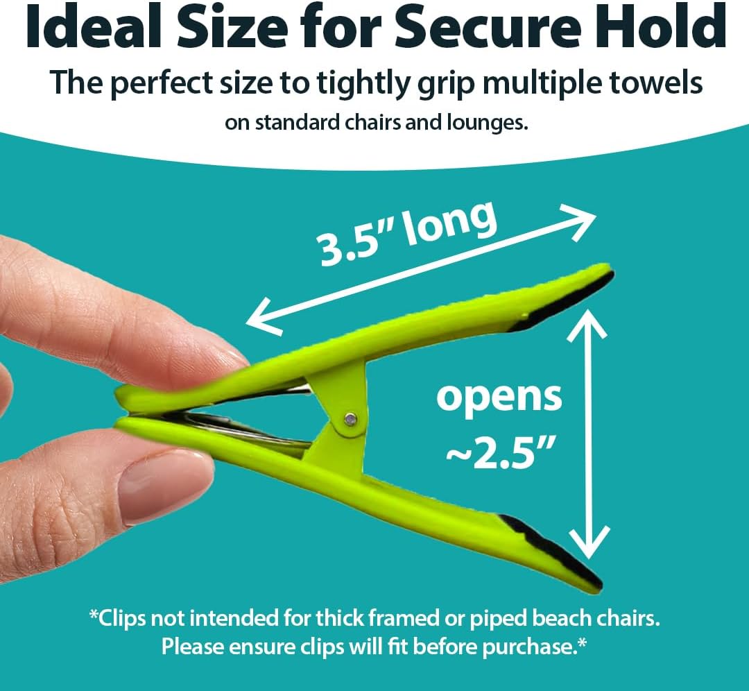CoreClips Towel Clips for Beach Chairs - Set of 4 Pool Towel Holder Clips for Lounge Chairs on
