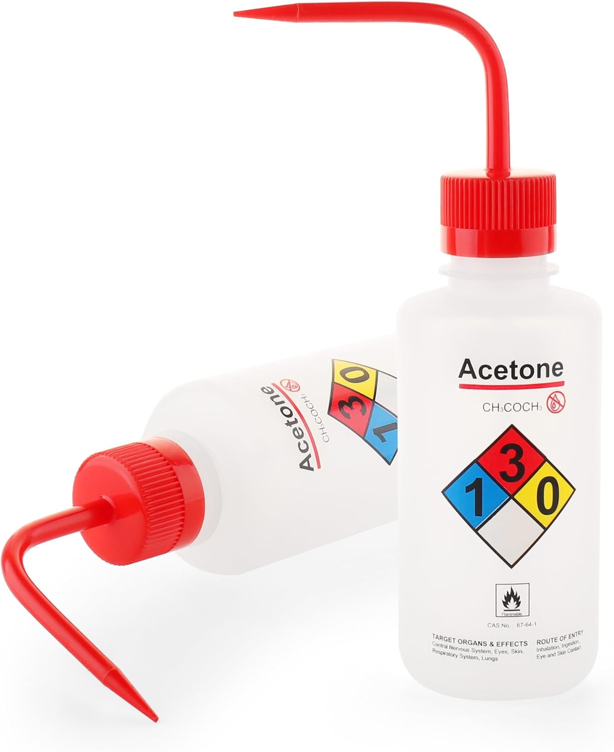 Acetone Wash Bottle, 1PC of Vol.500ml (17oz), Narrow Mouth, Self-Venting Safety Wash Bottle, LDPE