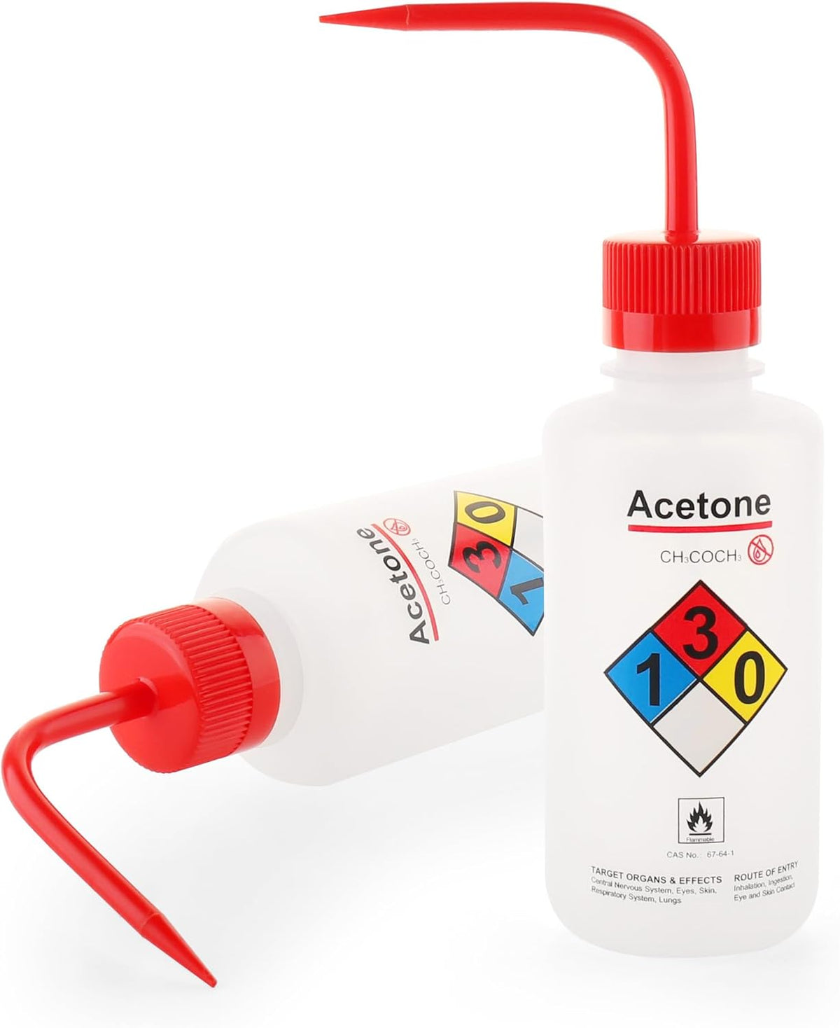 Acetone Wash Bottle, 1PC of Vol.500ml (17oz), Narrow Mouth, Self-Venting Safety Wash Bottle, LDPE
