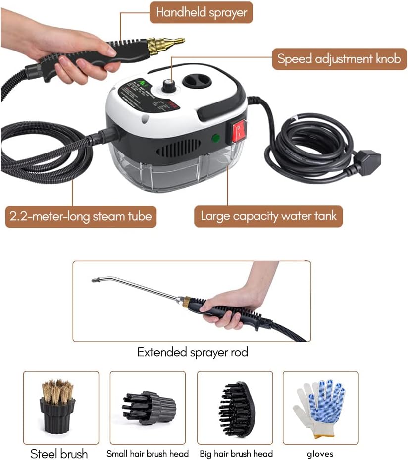 Decdeal Steam Cleaner - 2500W High Temperature Pressurized Handheld Steam Cleaning Machine with