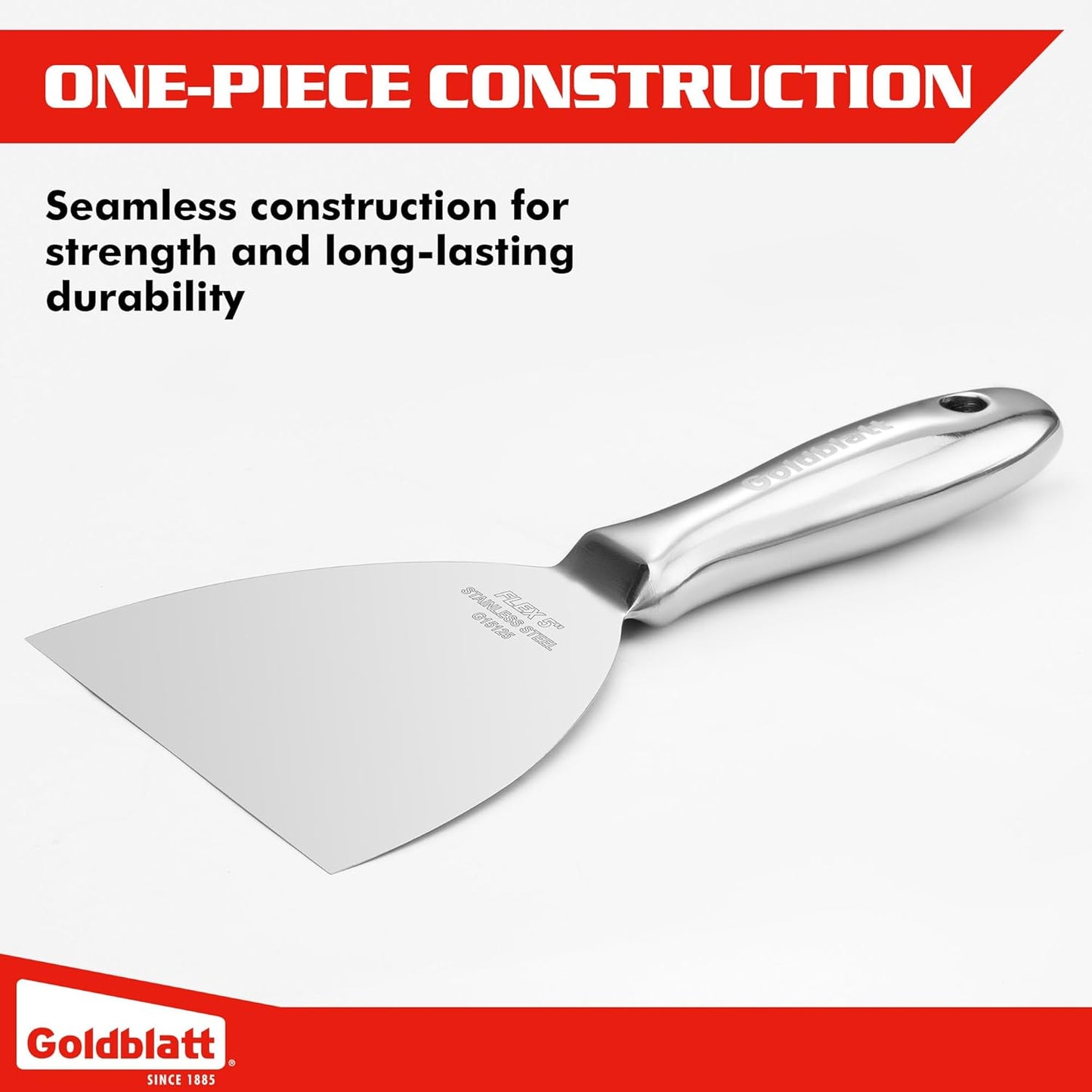 Goldblatt 5" Putty Knife, One-Piece Paint Scraper Tool, All Stainless Steel Joint Knife with