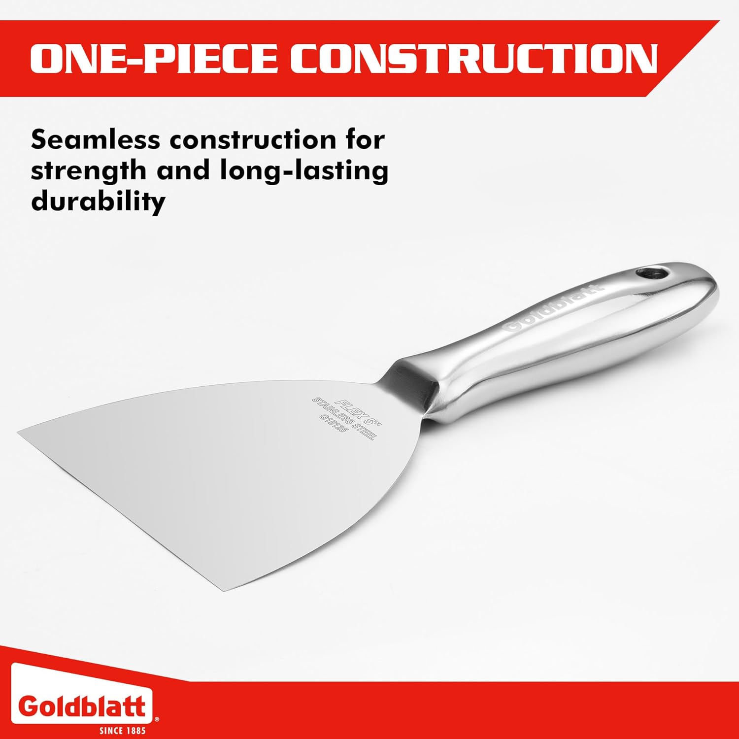 Goldblatt 5" Putty Knife, One-Piece Paint Scraper Tool, All Stainless Steel Joint Knife with