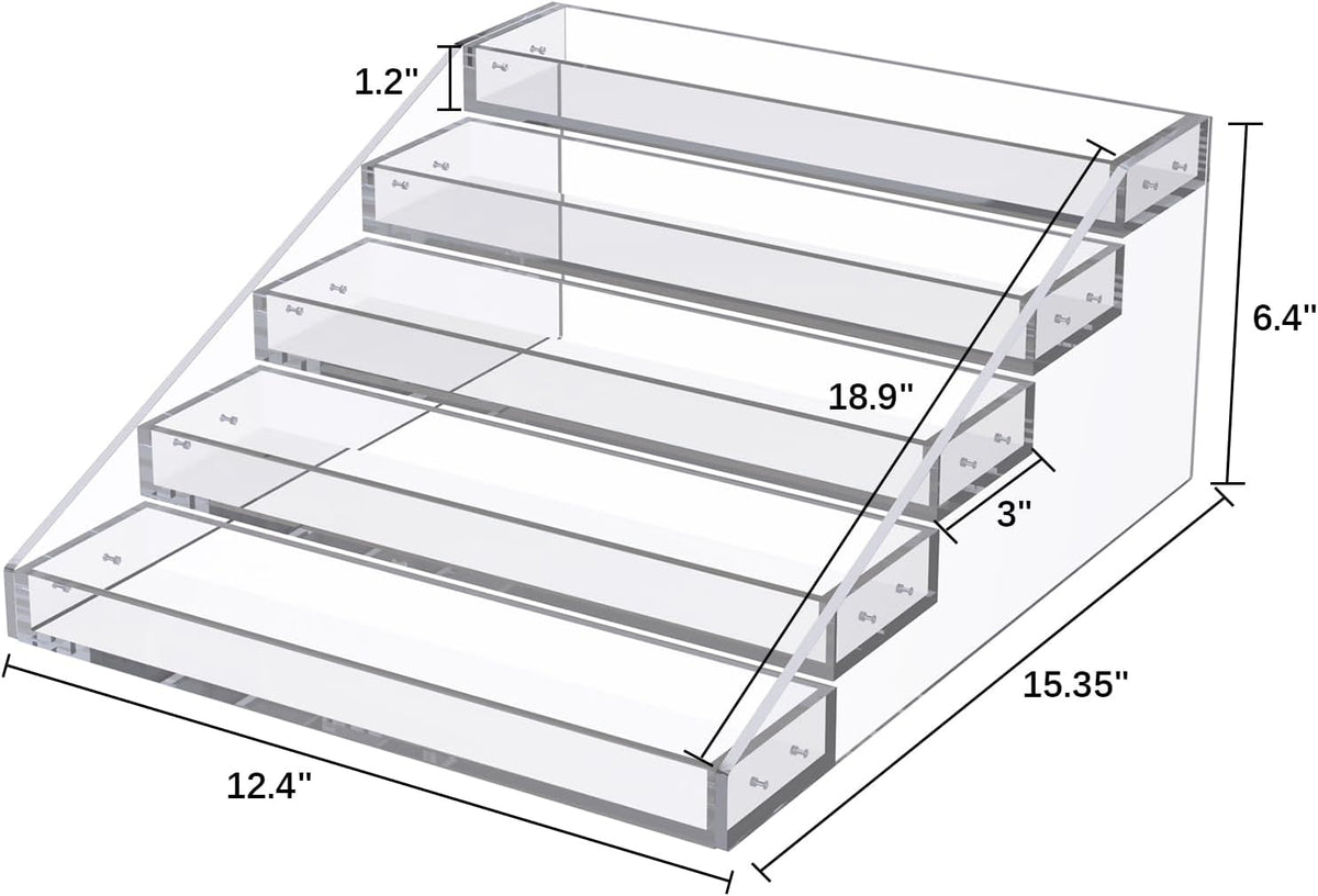 PMMASTO Widen Tiered Spice Rack, Seasoning Organizer, Clear Acrylic Vertical Shelves Can Organizer
