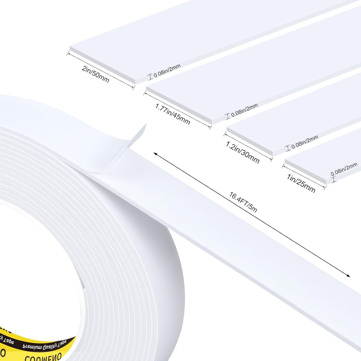 EVA Single-Sided Adhesive White Foam Tape 2inX16.4FT Single-Sided Sealing Strip Foam Pad Sponge