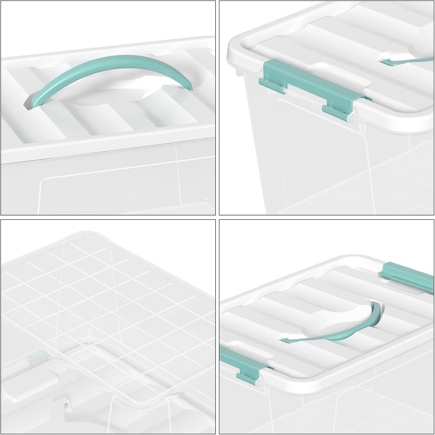 Xyskin 6 Pack 14 Quart Stackable Plastic Storage Bins with Lids and Latching Buckles, Storage Latch