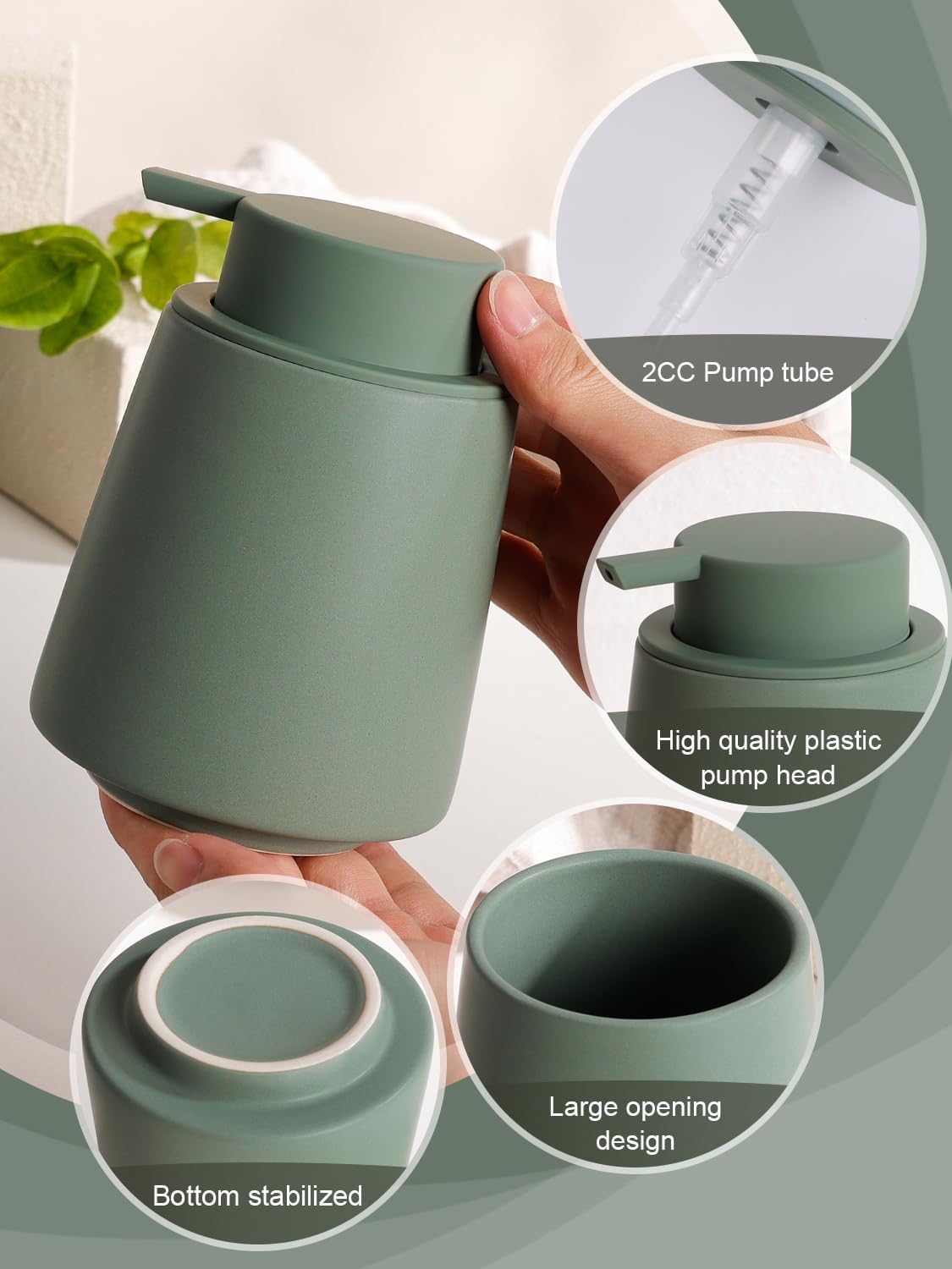 INGOFIN Ceramic Soap Dispenser, 14 oz Bathroom Hand Soap Dispenser, Liquid Dispenser with Pump