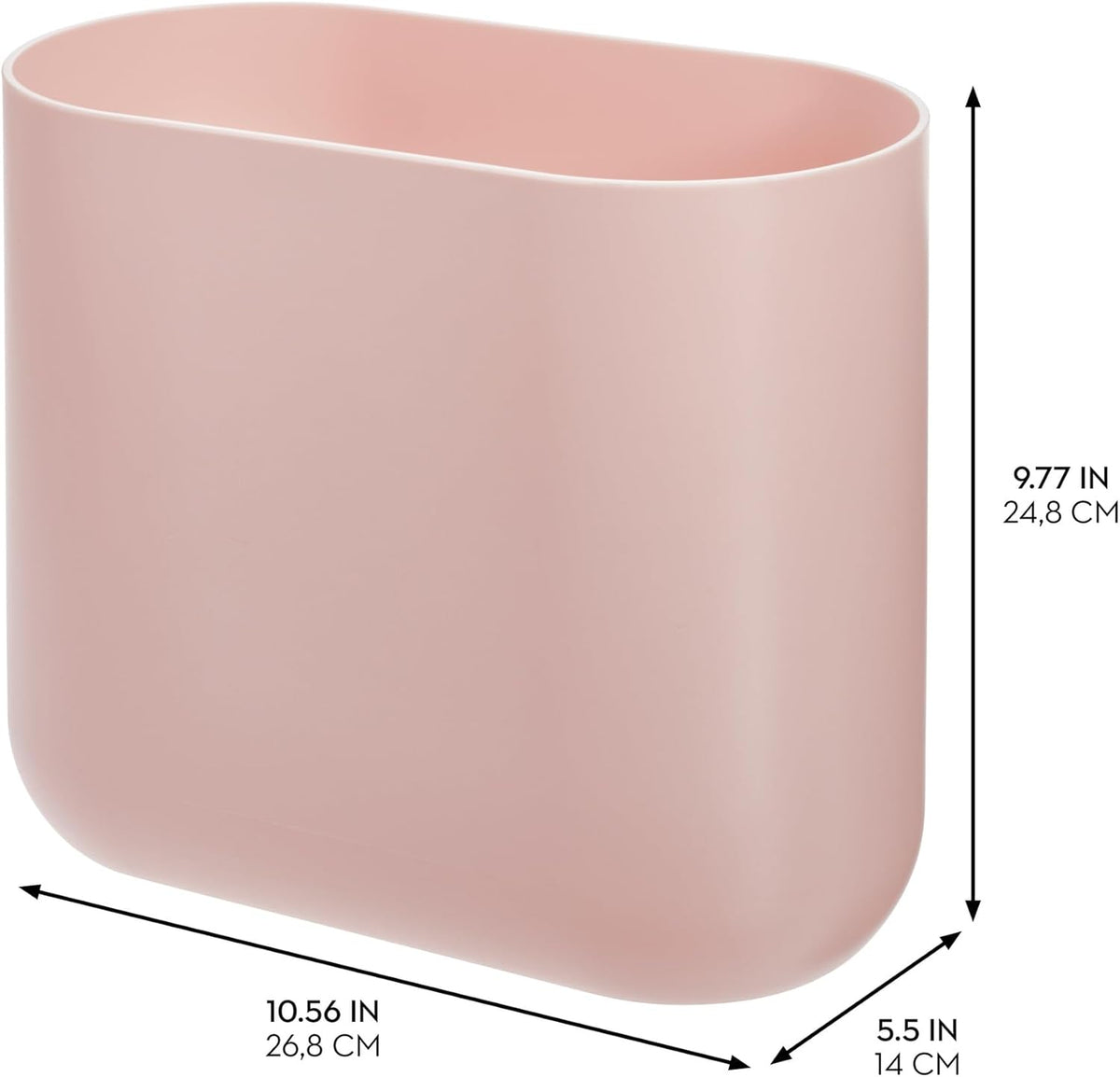 iDesign Cade Oval Slim Trash, Compact Waste Basket Garbage Can for Bathroom, Bedroom, Home Office