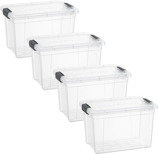 Superio Clear Storage Boxes with Lids, 8.75 Quart Plastic Container Bins for Organizing, Stackable