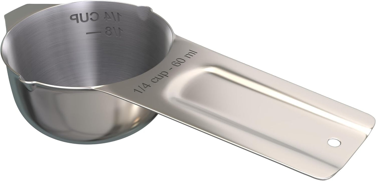 Color Up ¼ Cup Measuring Cup (60 ml) – Premium Chrome Stainless Steel, Accurate for Wet & Dry
