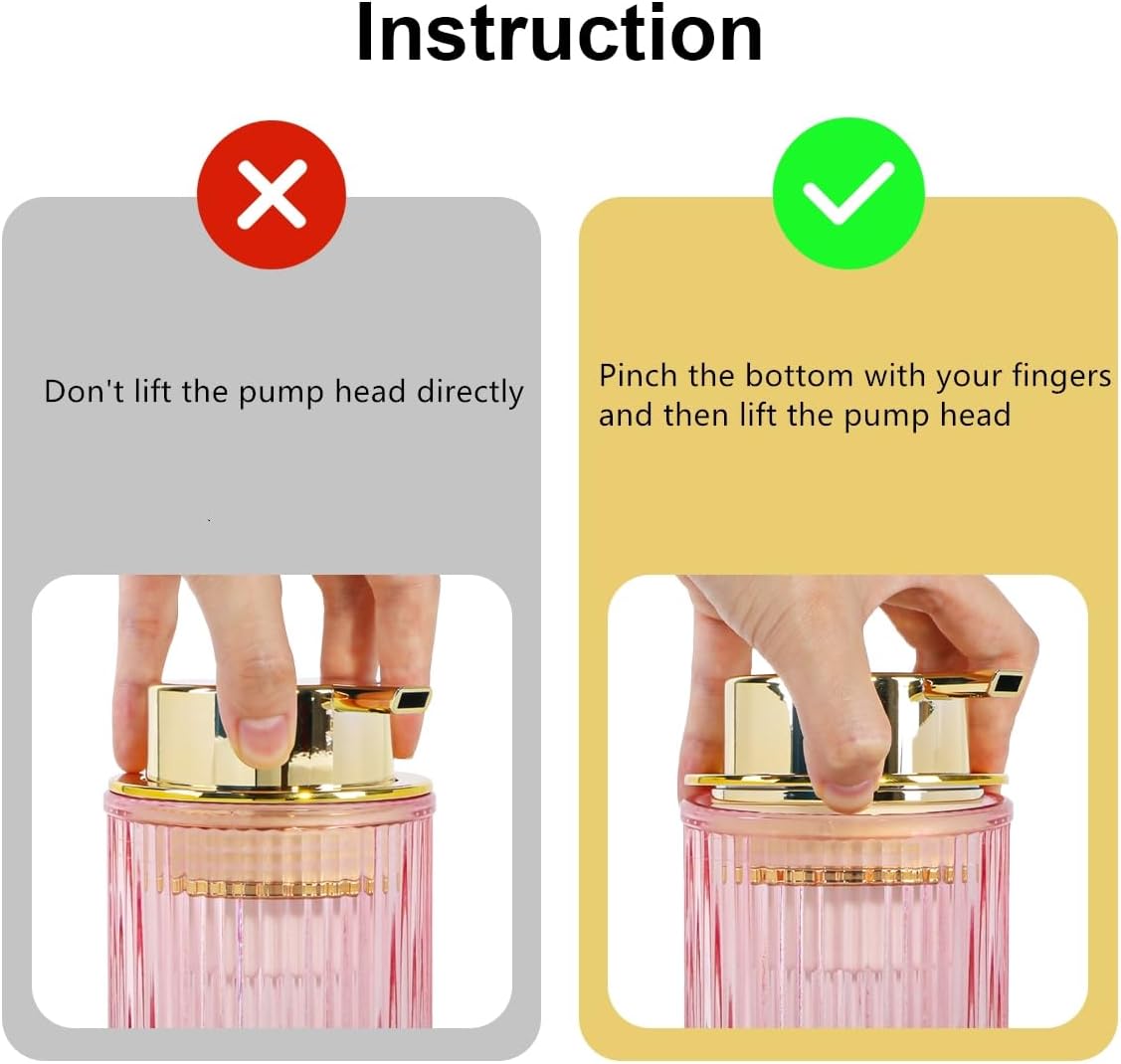 Pink Foaming Soap Dispenser, 12 Oz Glass Foaming Hand Soap Dispenser with Gold Pump, Bathroom
