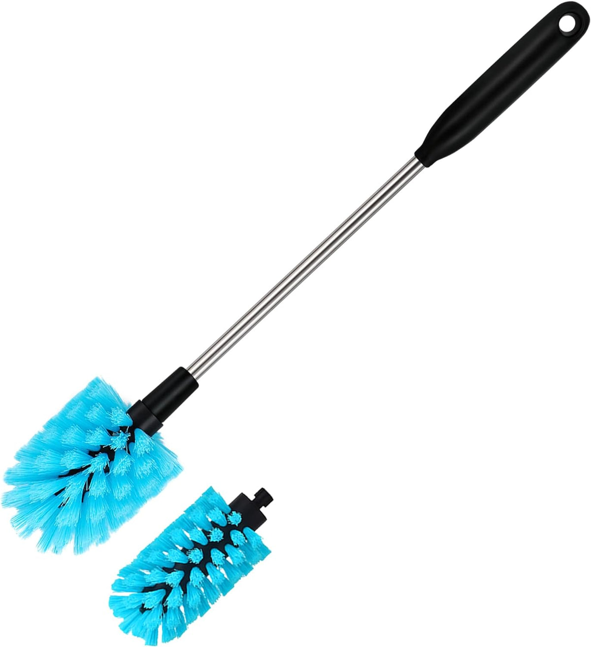 2-in-1 Stainless Steel Long Handled Water Bottle Brush, Multi-Purpose Bottle Scrubbing Brush, Soft