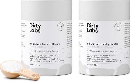 Dirty Labs | Scent Free | Bio Enzyme Laundry Booster | 2-Pack = 96 Loads | Hyper Concentrated |
