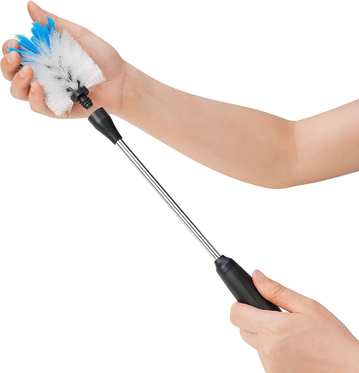 Stainless Steel Bottle Brush with Replaceable Head, 2 Pack Long Handle Scrubbing Brush for Water