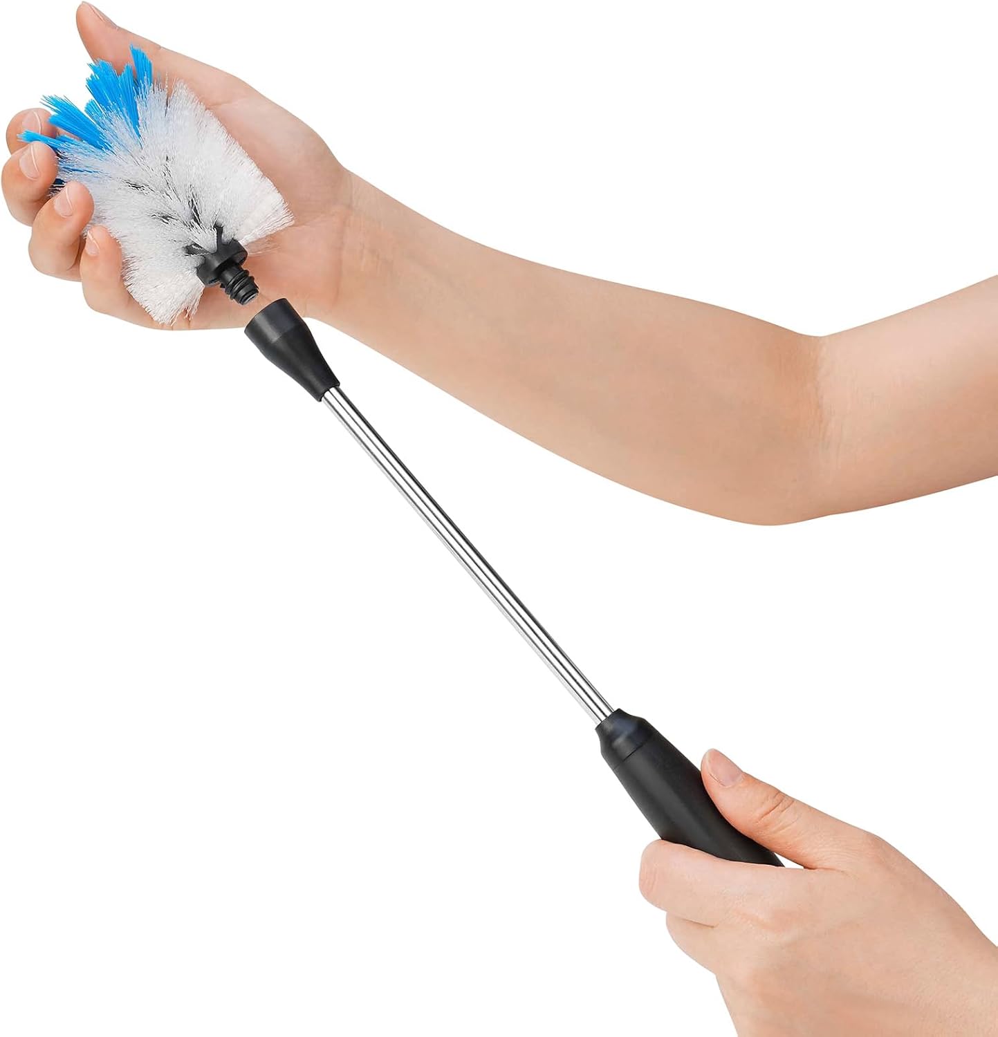Stainless Steel Bottle Brush with Replaceable Head, 2 Pack Long Handle Scrubbing Brush for Water