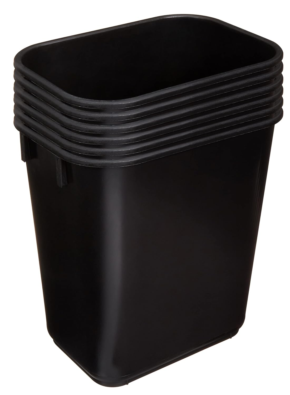 Amazon Basics Small Trash Can, Rectangular Commercial Office Wastebasket, 3 Gallon (Pack Of 6)