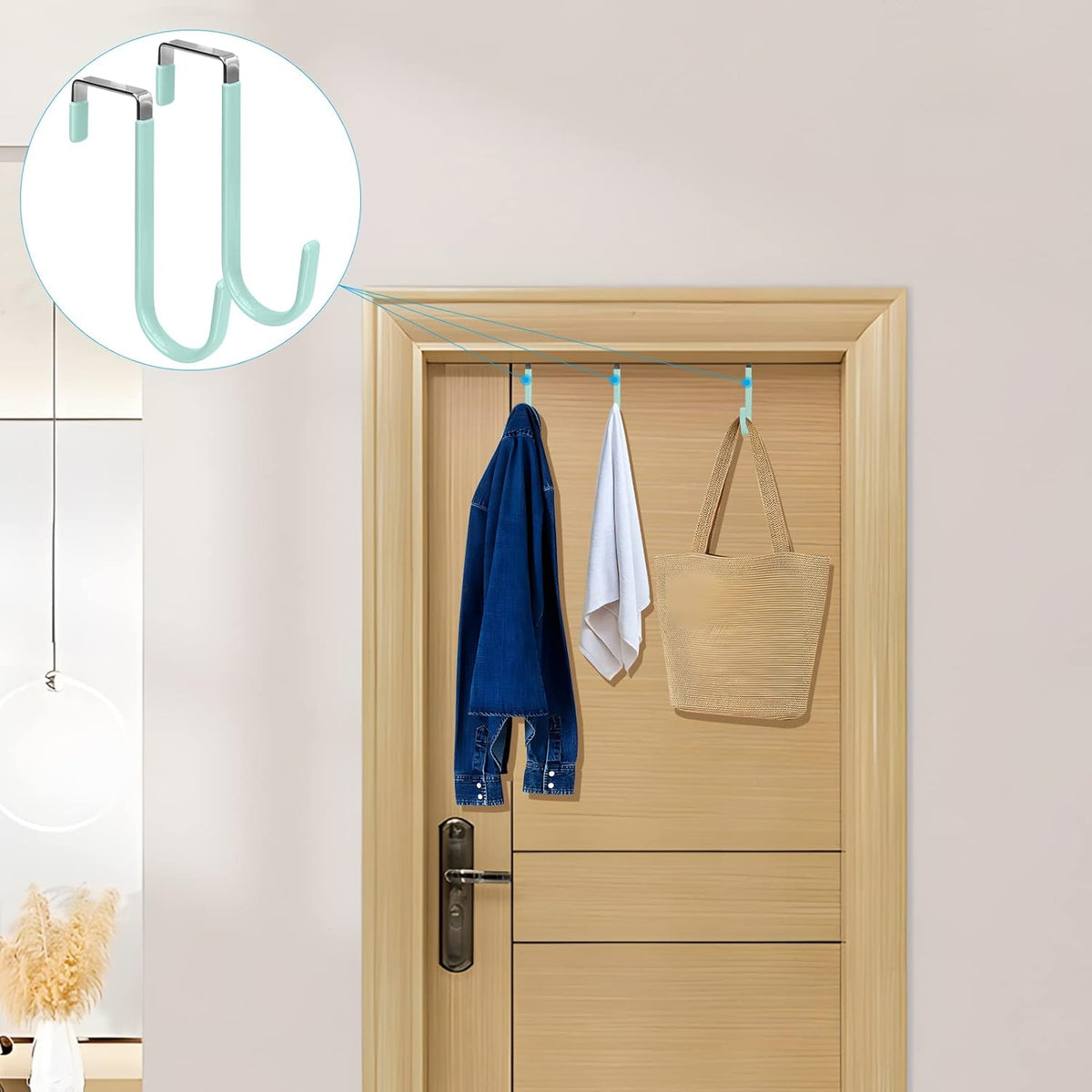 FYY Over The Door Hooks, 4 Pack Door Hangers Hooks with Rubber Prevent Scratches Heavy Duty
