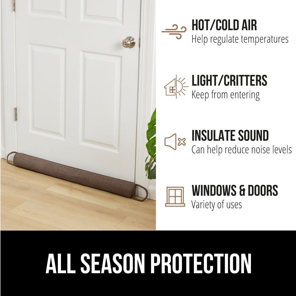 GORILLA GRIP Door Draft Stopper for Bottom of Doors, Weather Stripping Seal Blocks Hot Air, Noise