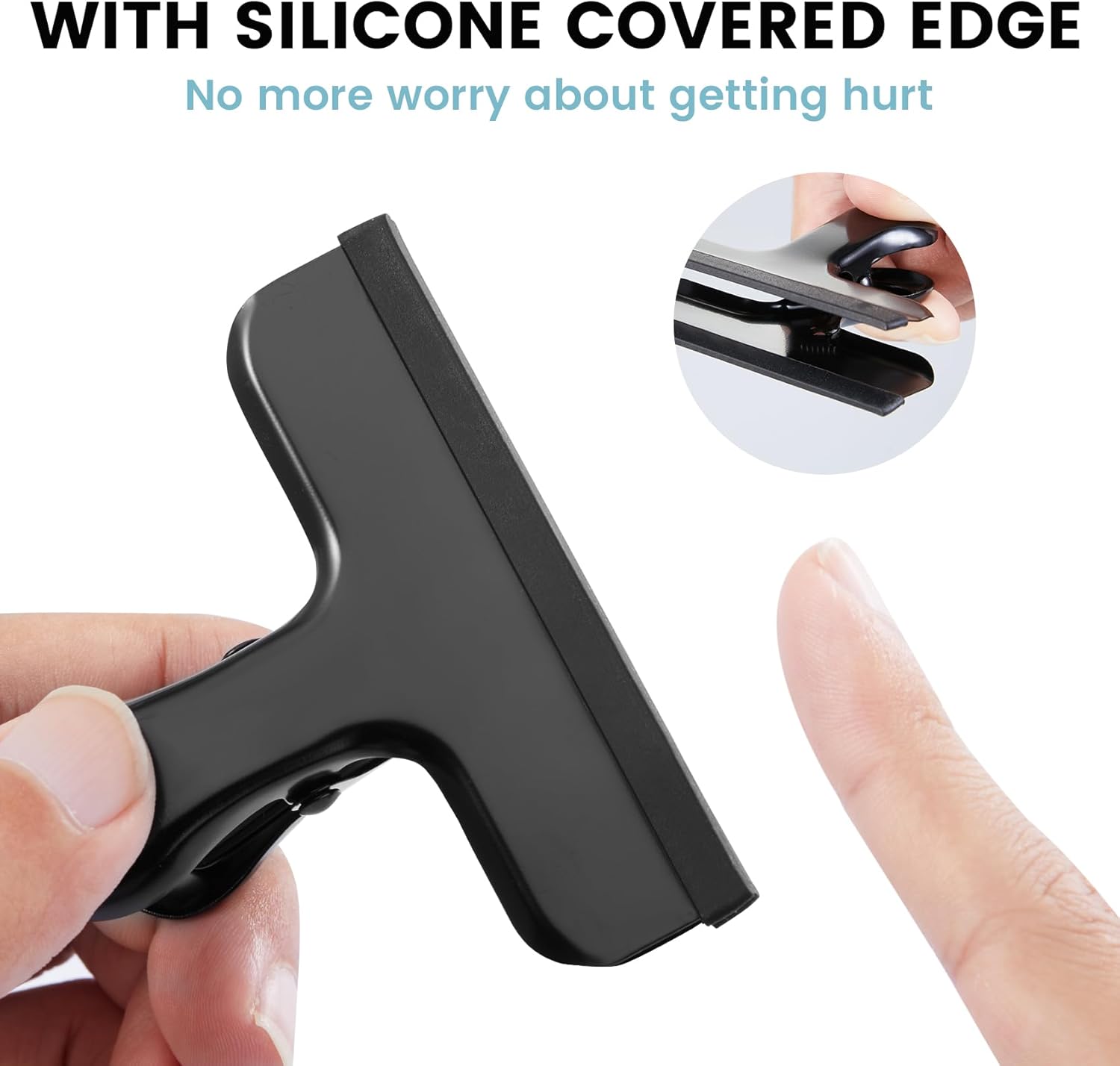 HOUSE AGAIN 8 Pack Stainless Steel Chip Bag Clips Covered with Silicone - NO More Sharp Edges