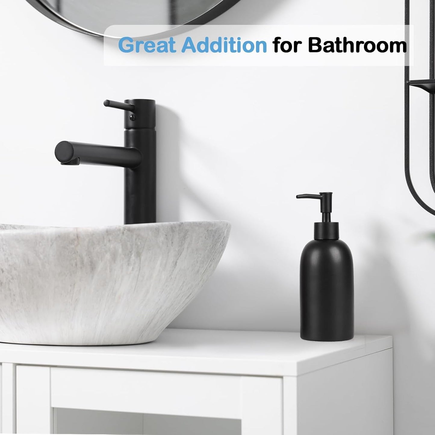 Natheeph 14OZ Ceramic Soap Dispenser Ceramic Soap Pump Dispenser Can Fill Liquid for