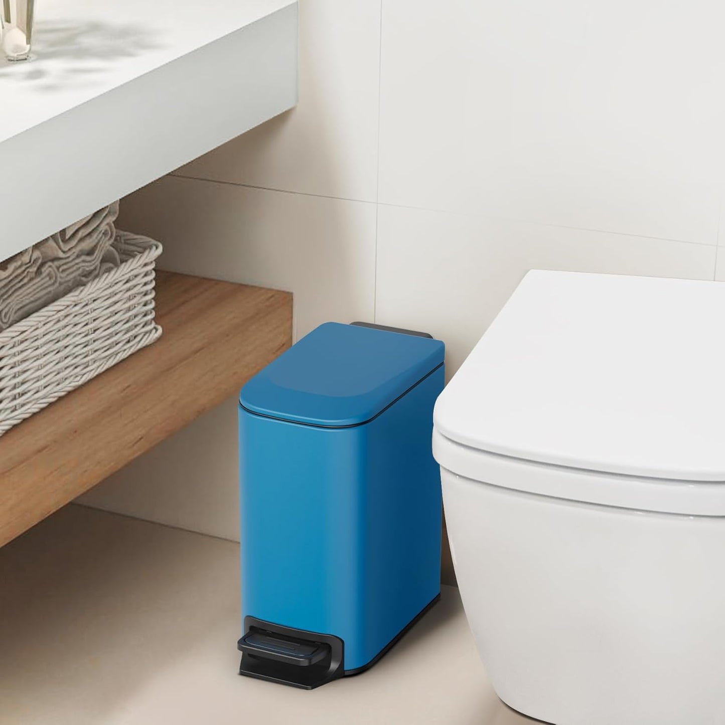 Cesun Small Bathroom Trash Can with Lid Soft Close, Step Pedal, 6 Liter / 1.6 Gallon Stainless