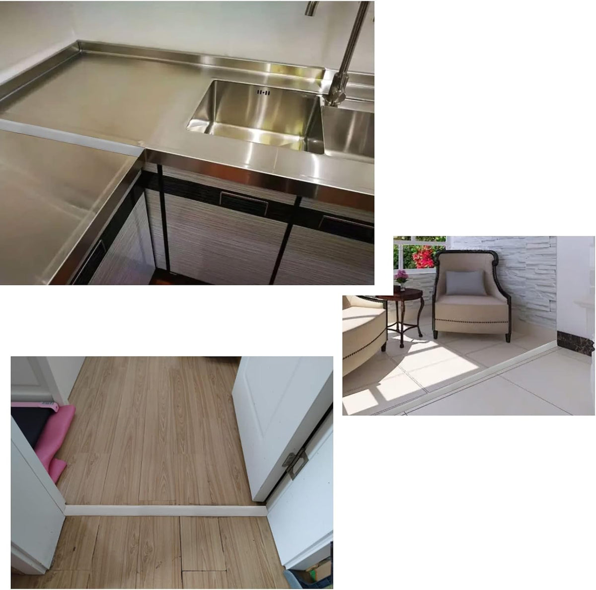 Floor/Door Flat Transition Strip & Self-Adhesive Vinyl Edge Trim - Laminate Gap Covering Joining