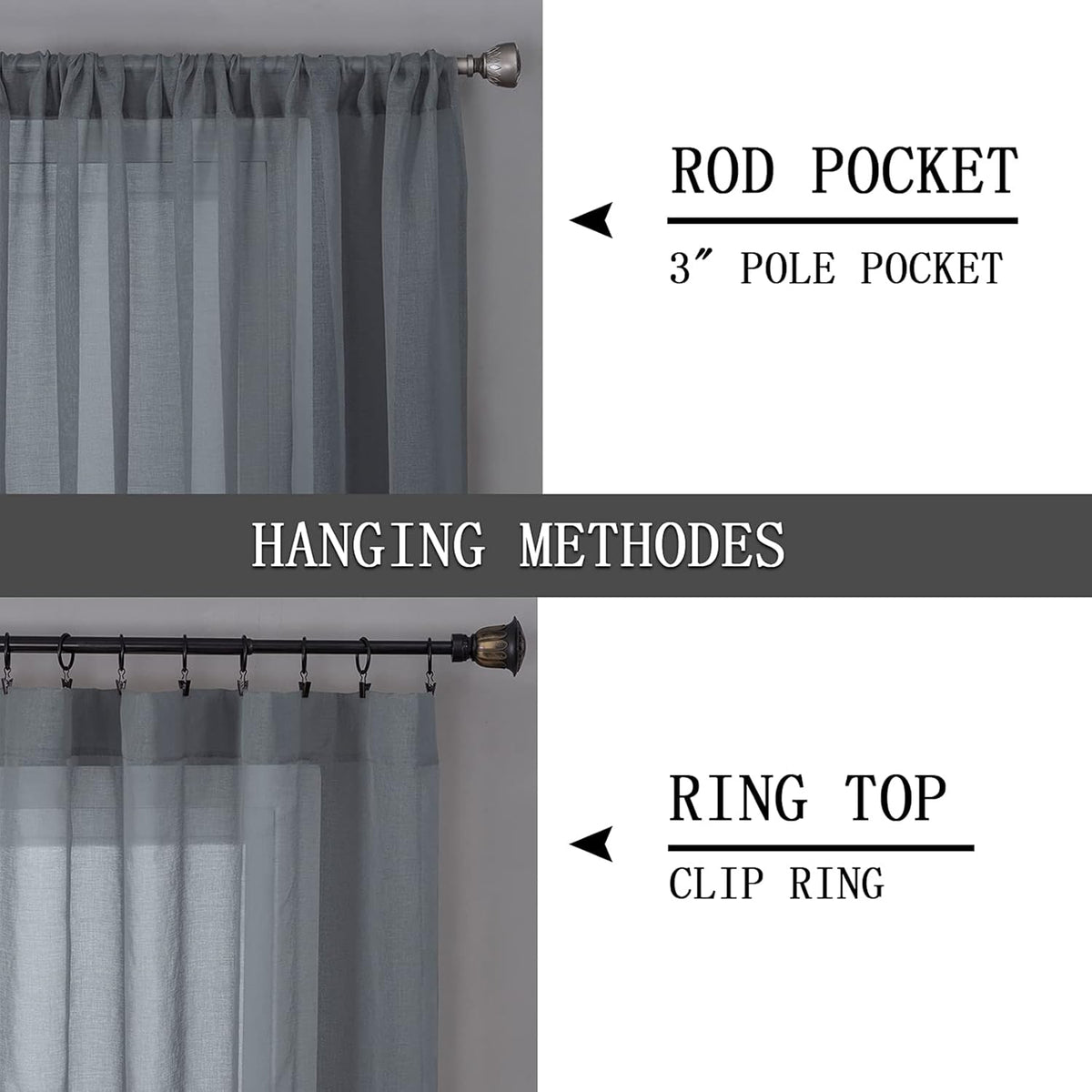 Tollpiz Sheer Tier Curtains Kitchen Linen Textured Half Curtain Sheers Light Filtering Rod Pocket
