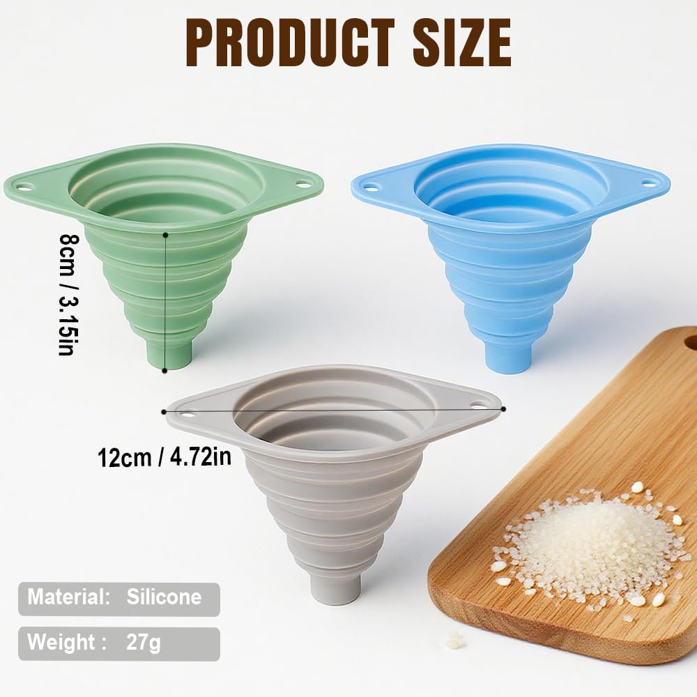 Kitchen Funnel Set, 2025 New Silicone Collapsible Funnel, Multi-Purpose Small Funnels for Kitchen