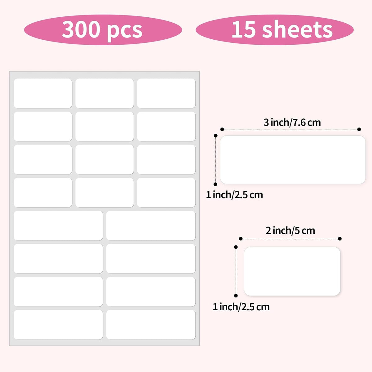 STARLIBOO White Removable Labels, Removable Colored Labels Stickers, Self-Adhesive Rectangular