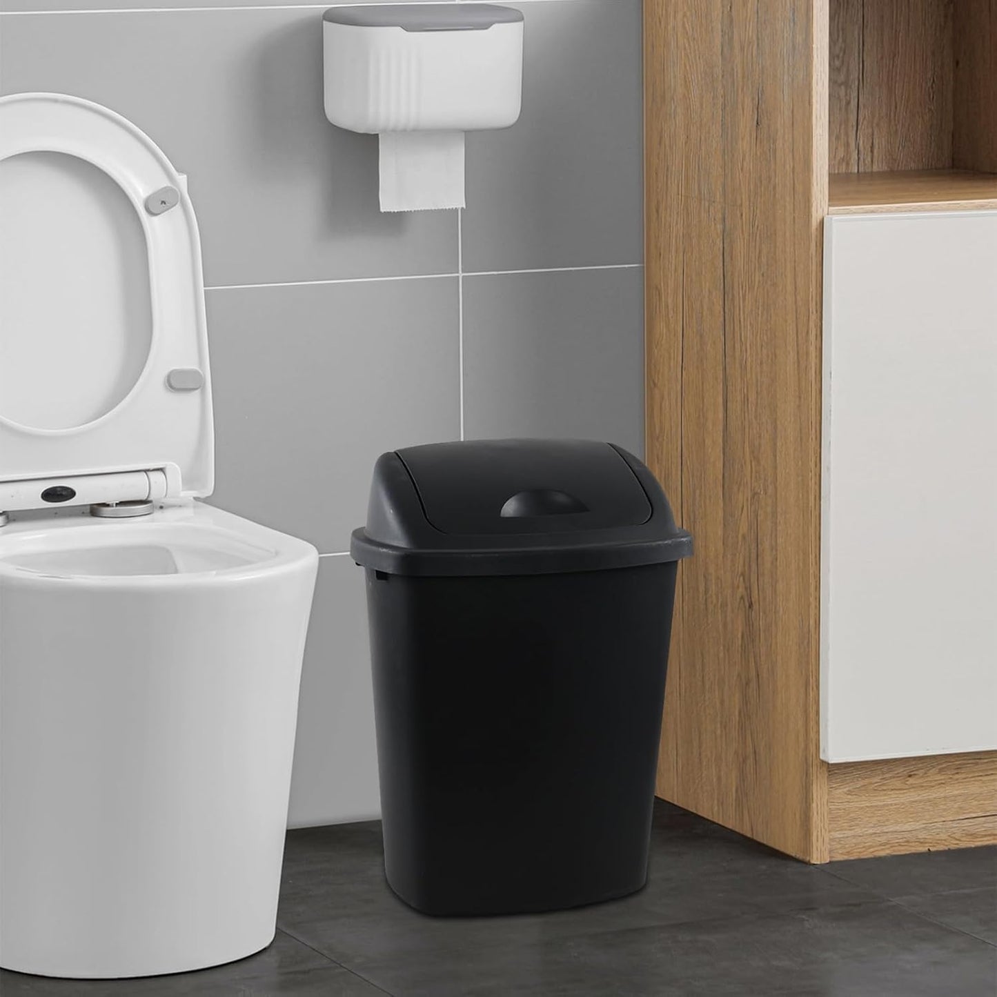 6 Gallon / 25 L Trash Can, 4-Pack, Plastic Swing Lid Garbage Waste Bins Container for Kitchen