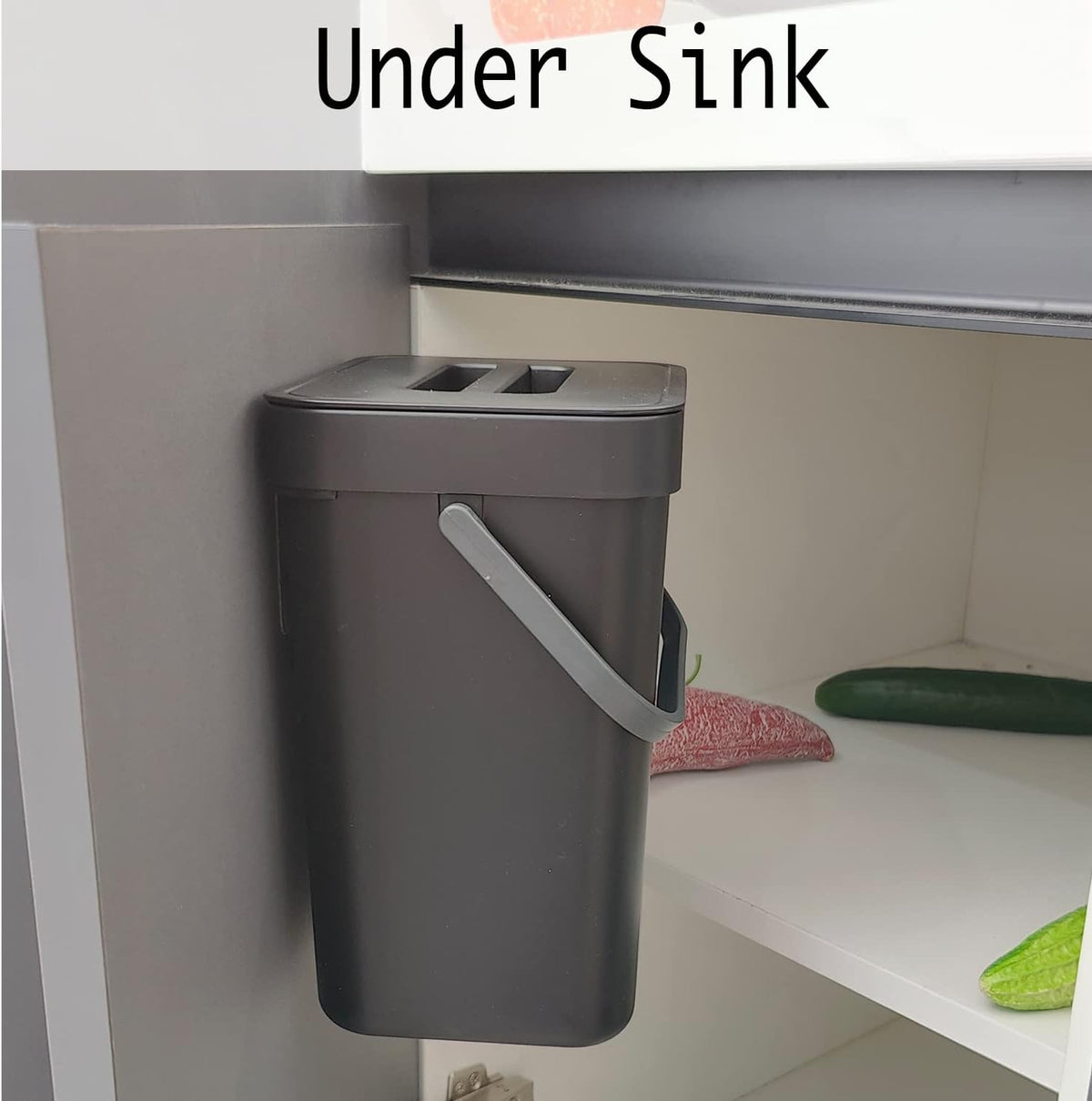 LALASTAR Countertop Compost Bin with Lid, Hanging Small Trash Can with Lid Under Sink for Kitchen