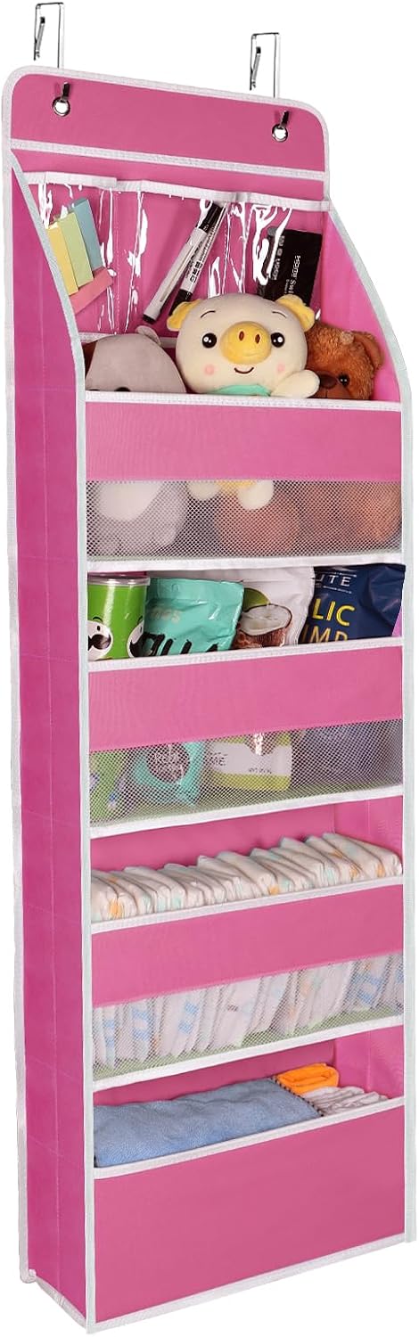 Univivi 5-Shelf Fabric Door Storage Over Door Hanging Organizer with 4 Large Pockets and 3 Small