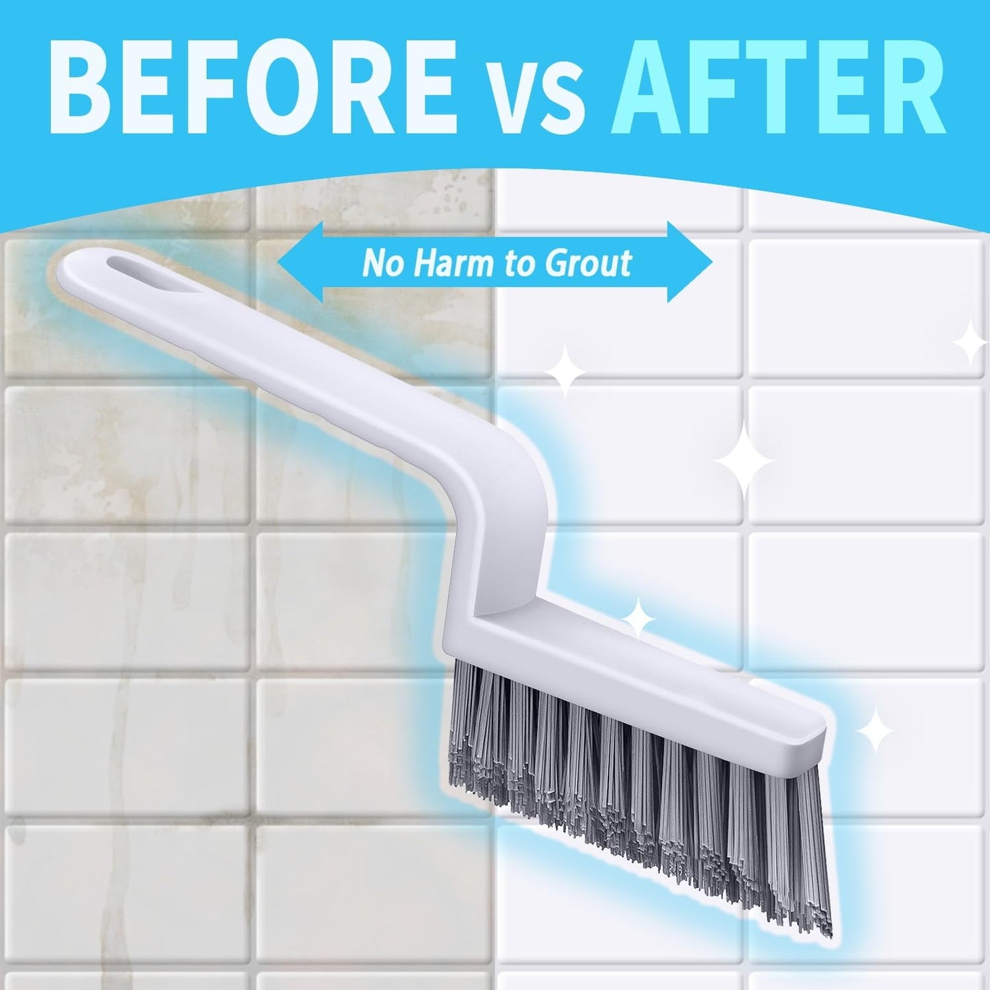 Lumkew Grout Cleaner Brush V Shape, Stiff Grout Cleaning Brushes for Tile Floor, Handheld Grout