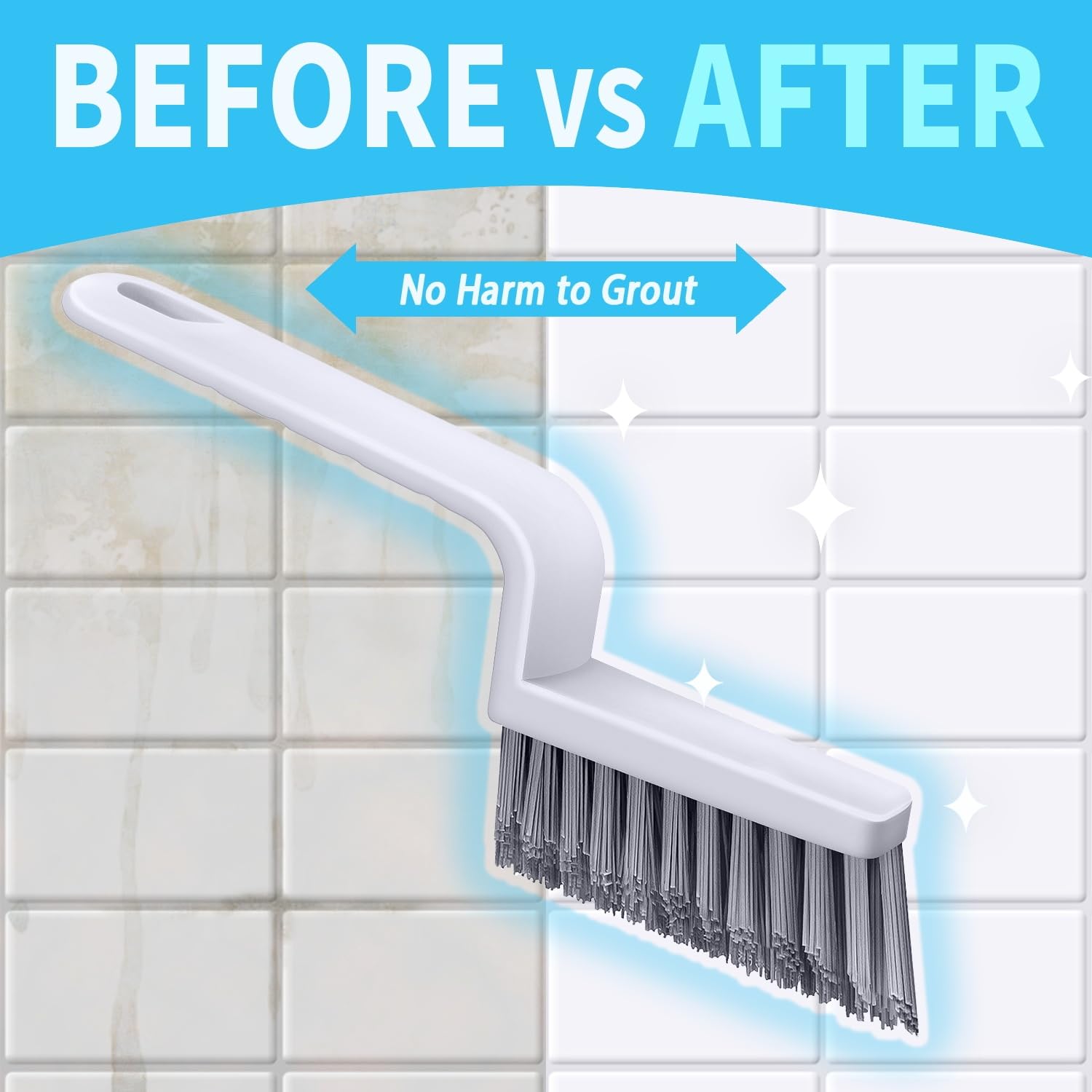 Lumkew Grout Cleaner Brush V Shape, Stiff Grout Cleaning Brushes for Tile Floor, Handheld Grout