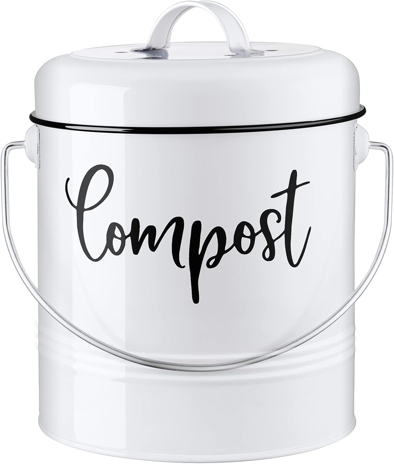 Compost Bin Kitchen, 1.3 Gallon Farmhouse Kitchen Compost Bin Countertop, Indoor Countertop Compost