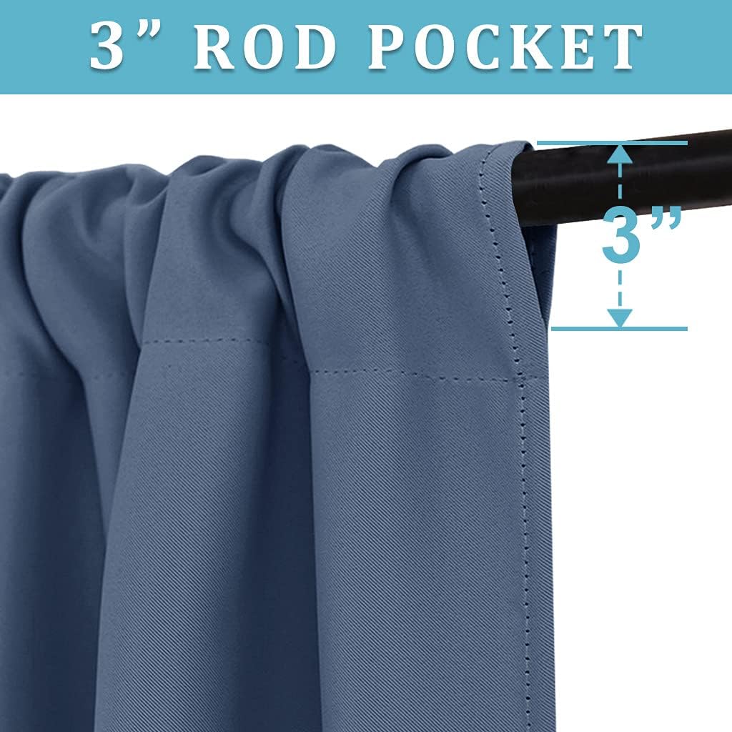RYB HOME Blackout Curtains 63 inches Long - Energy Saving Insulation Large Window Curtain Blinds