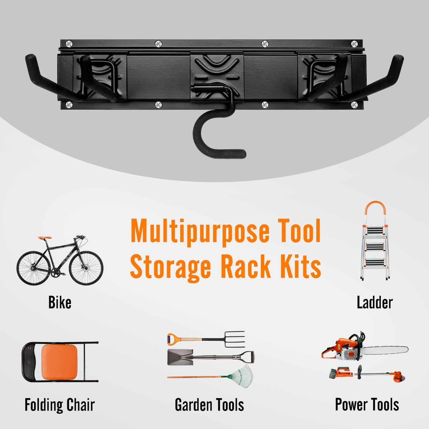 Garage Garden Tool Storage Rack Organizer Wall Mount, Yard Shovel Rack Holder Organization