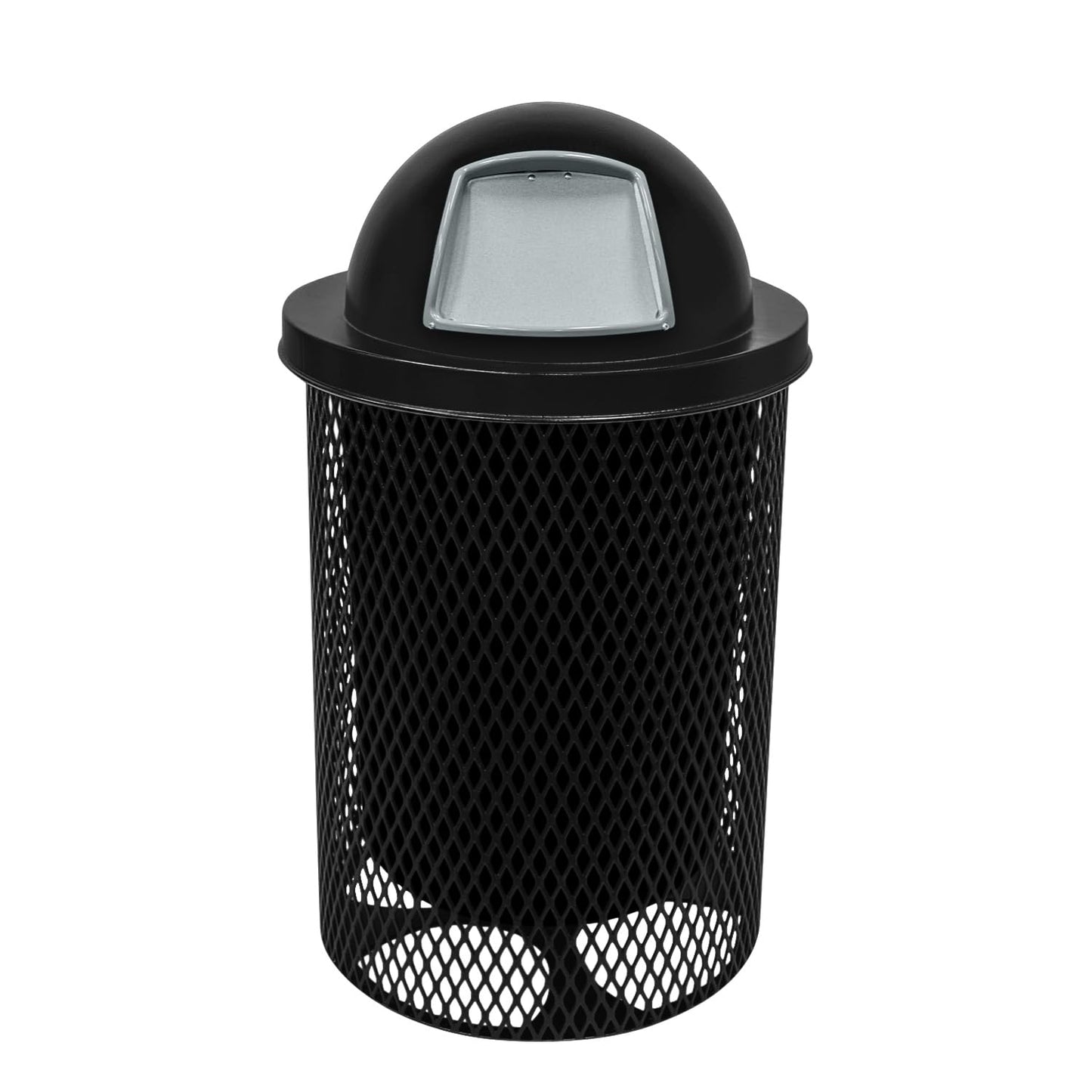 COATEDOUTDOORFURNITURE RDT-TXTBLK Heavy Duty 32 Gallon Round Trash Receptacle, Liner Included