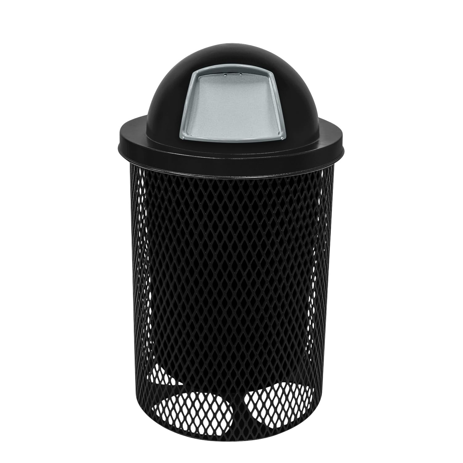 COATEDOUTDOORFURNITURE RDT-TXTBLK Heavy Duty 32 Gallon Round Trash Receptacle, Liner Included