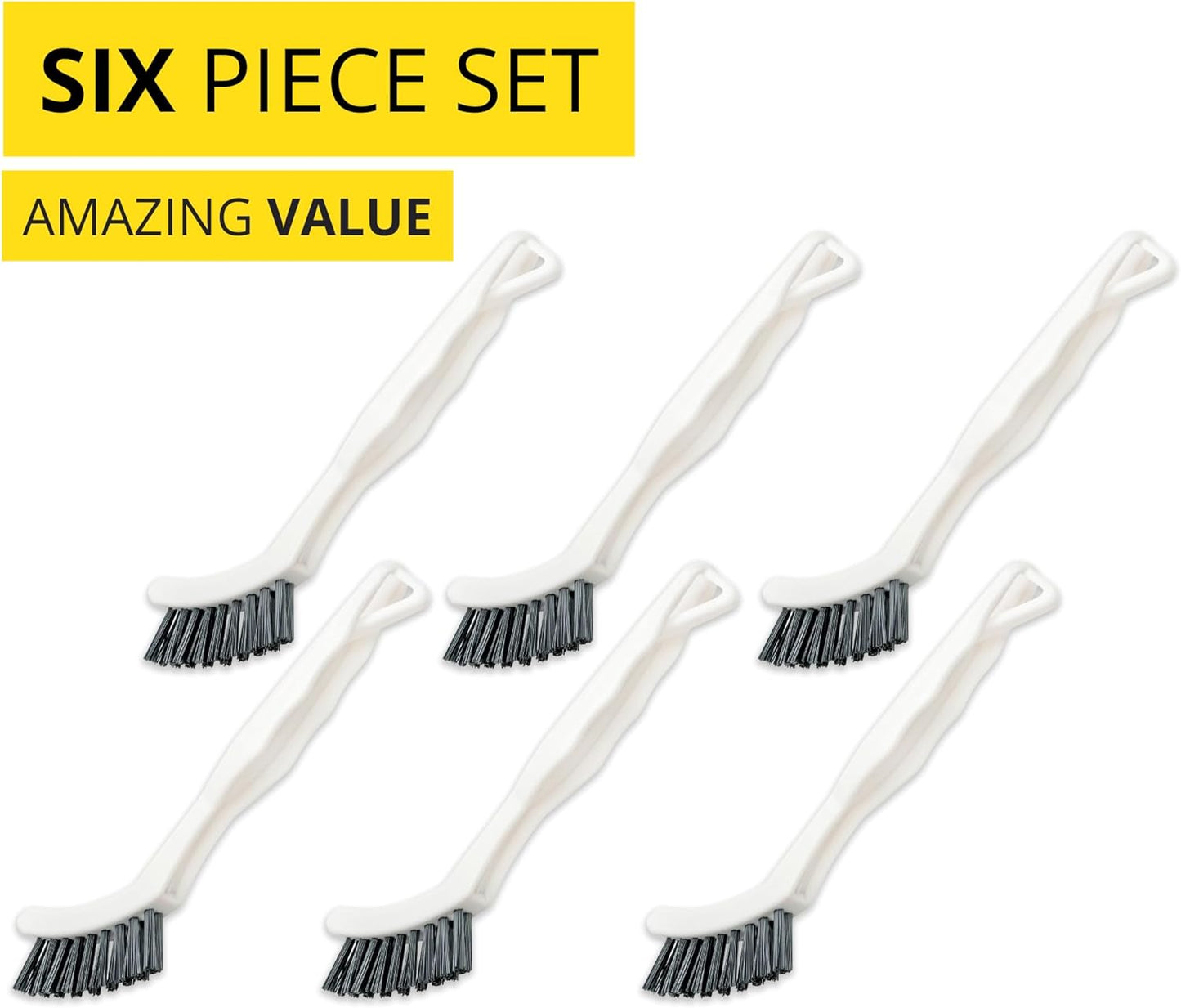 6-Pack Grout Cleaner Brush Scrub Set - Stiff Bristle Scrubbing & Detail Cleaning Brushes for