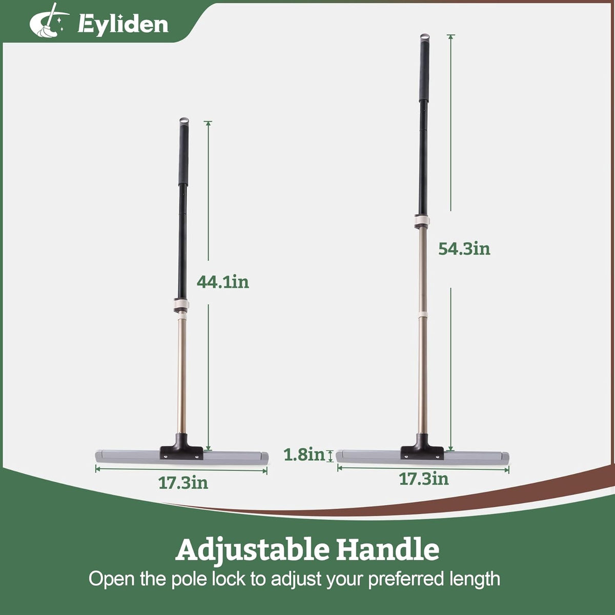 Eyliden Rubber Floor Squeegee, Quick Water & Foam Removal Broom | Heavy-Duty, Dual-Action Push &